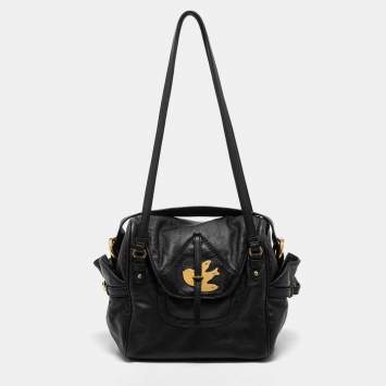 Pre Owned Marc Jacobs Black Leather Petal to the Metal Natasha Bird Shoulder Bag