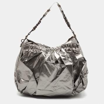 Pre Owned Marc Jacobs Silver Synthetic Leather Parachute Hobo