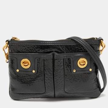 Pre Owned Marc by Marc Jacobs Black Patent Leather Totally Turnlock Percy Crossbody Bag