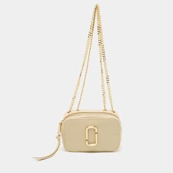 Pre Owned Marc Jacobs Beige Leather The Glam Shot Chain Crossbody Bag