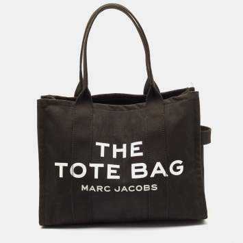 Pre Owned Marc Jacobs Black/White Canvas The Tote Logo Bag