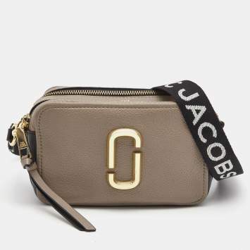 Pre Owned Marc Jacobs Beige/Black Soft Leather Snapshot Crossbody Bag