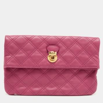 Pre Owned Marc Jacobs Dark Pink Quilted Leather Eugenie Clutch