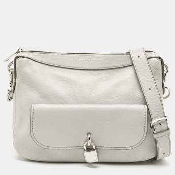 Pre Owned Marc Jacobs Light Grey Leather Lock That Messenger Bag