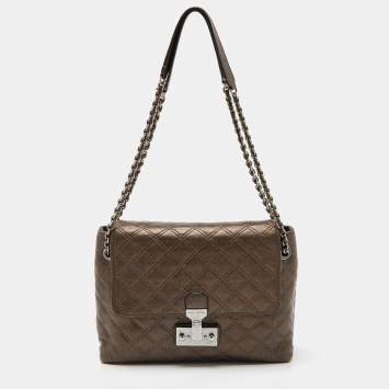 Pre Owned Marc Jacobs Metallic Quilted Leather Flap Shoulder Bag
