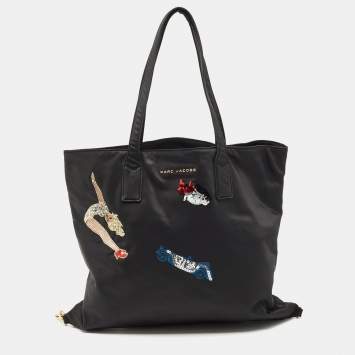 Pre Owned Marc Jacobs Black Nylon Sequin Embellished Wingman Tote
