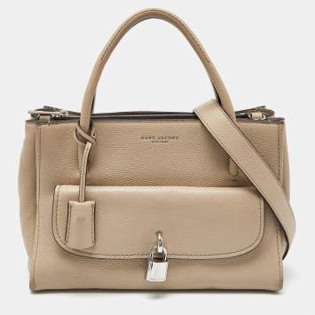 Pre Owned Marc Jacobs Beige Leather Lock That Tote