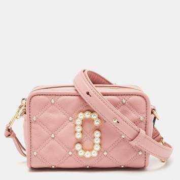 Pre Owned Marc Jacobs Pink Quilted Leather The Softshot 17 Crossbody Bag