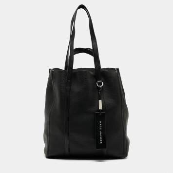 Pre Owned Marc Jacobs Black Leather The Oversized Tag Tote 
