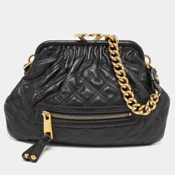 Pre Owned Marc Jacobs Black Quilted Leather Little Stam Shoulder Bag