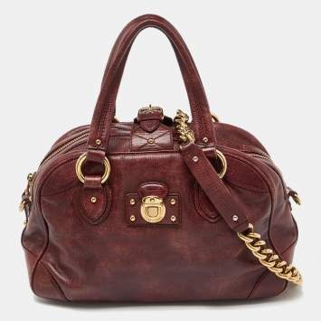 Pre Owned Marc Jacobs Burgundy Leather Satchel