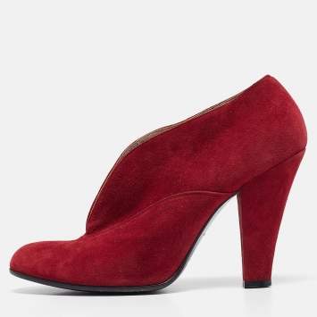 Pre Owned Marc Jacobs Red Suede Ankle Boots Size 39.5