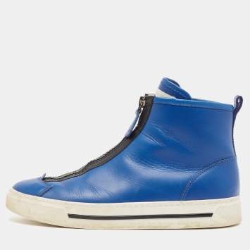 Pre Owned Marc Jacobs Blue Leather High Top Sneakers Size 36