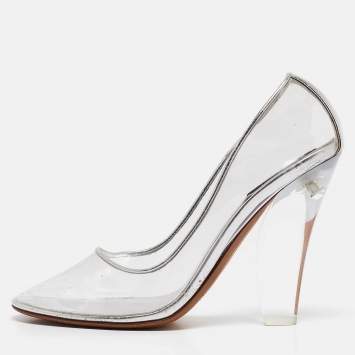 Pre Owned Marc Jacobs Transparent Leather and PVC Block Heel Pumps Size 38