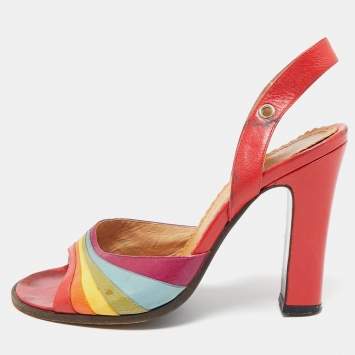 Marc Jacobs Multicolor Leather Open Toe Slingback Sandals Size 37