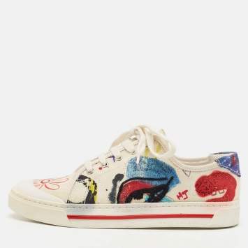Pre Owned Marc Jacobs Multicolor Printed Canvas Christy Pave Sneakers Size 39