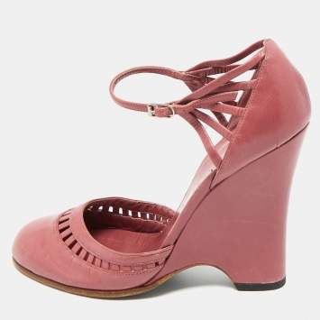 Pre Owned Marc Jacobs Purple Leather Wedge Pumps Size 37