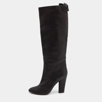Pre Owned Marc Jacobs Black Leather Knee Length Boots Size 39