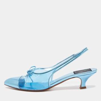 Pre Owned Marc Jacobs Blue Leather and PVC Slingbacks Pumps Size 41