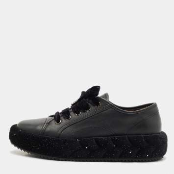 Pre Owned Marco De Vincenzo Black Leather Low Top Sneakers Size 40