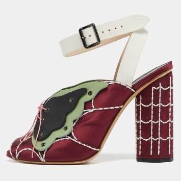 مملوكة مسبقًا Marco de vincenzo Size 39 Multicolor Satin Butterfly Peep Toe Slingback Sandals