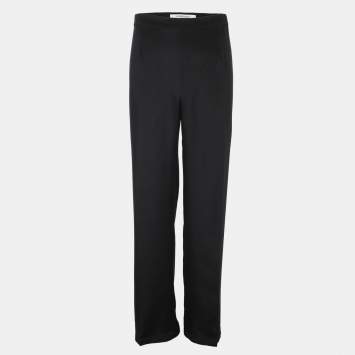 Pre Owned Marina Rinaldi Black Silk Blend Caddy Trousers L