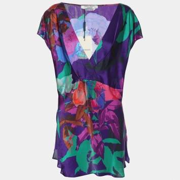 Pre Owned Marina Rinaldi Mulitcolor Floral Print Sleeveless  Blouse L