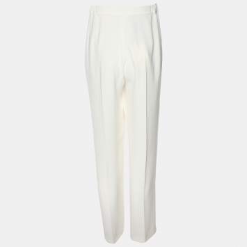 Marina Rinaldi White Jersey Wide Leg Trousers L