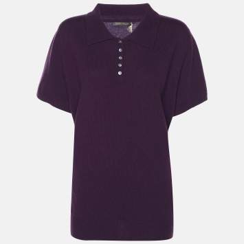 Pre Owned Marina Rinaldi Purple Cashmere Short Sleeve Sweatshirt L