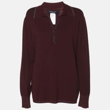 Pre Owned Marina Sport by Marina Rinaldi Burgundy Jersey Sweatshirt L