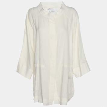 Pre Owned Voyage by Marina Rinaldi White Linen Shirt Jacket L