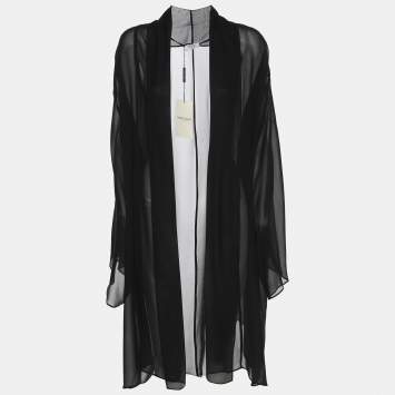 Pre Owned Marina Rinaldi Black Silk Cardigan L