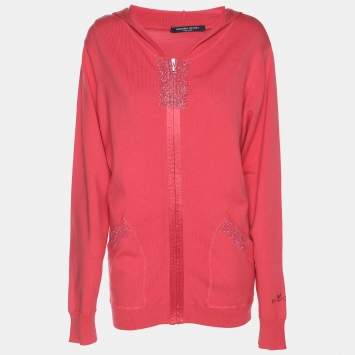 Pre Owned Marina Sport by Marina Rinaldi Pink Jersey Hoodie Set Jacket L