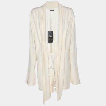 Pre Owned Marina Rinaldi Cream Knit Cardigan L