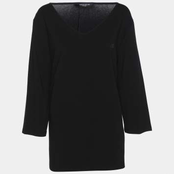 Pre Owned Marina Sport by Marina Rinaldi Black Jersey Logo T-Shirt L