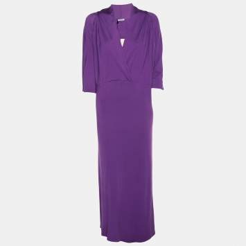 Pre Owned Marina Rinaldi Purple Jersey Midi Dress XL