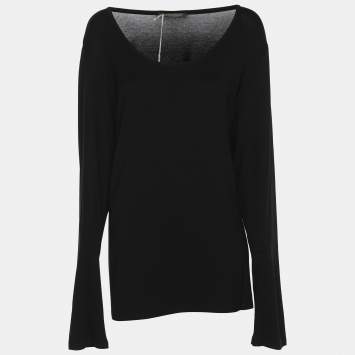 Marina Rinaldi Black Jersey Long Sleeve Top L