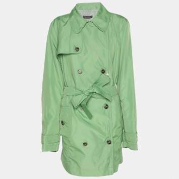 Pre Owned Marina Rinaldi Green Nylon Belted Jacket L