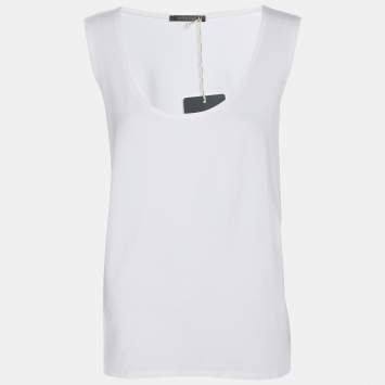 Pre Owned Marina Rinaldi Cream Jersey Scoop Neck Camisole L