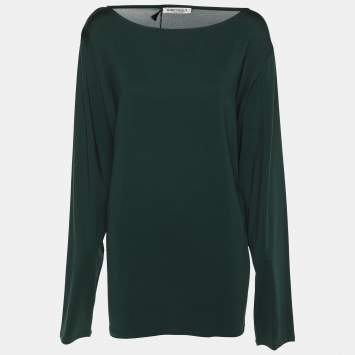 Pre Owned Marina Rinaldi Green Jersey Long Sleeve Sweater L