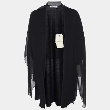 Marina Rinaldi Black Jersey/Chiffon Twinset Cardigan L