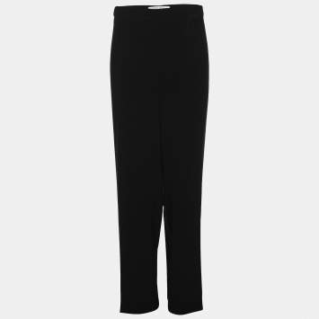 Pre Owned Marina Rinaldi Black Crepe Wide Leg Trousers L