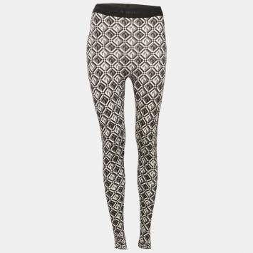 Pre Owned Marine Serre Monochrome Moon Diamond Jersey Fuseax Leggings S