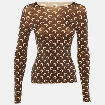 Pre Owned توب مارين سير بني بقمر مزين ضيق مقاس صغير (سمول)