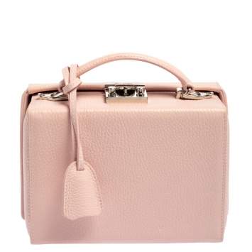 Pre Owned Mark Cross Light Pink Leather Small  Grace Box Bag