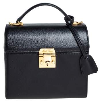 Pre Owned Mark Cross Black Leather Sara Top Handle Bag