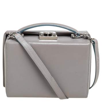 Pre Owned Mark Cross Grey Leather Small Grace Box Bag