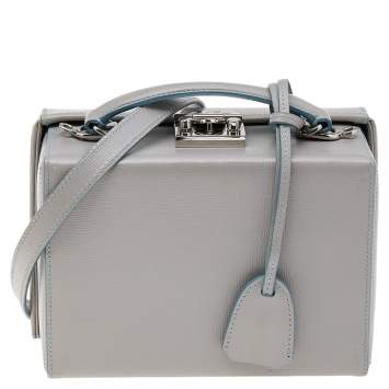 Pre Owned Mark Cross Grey Leather Small Grace Box Bag