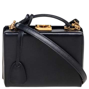 Pre Owned Mark Cross Black Leather Small Grace Box Bag