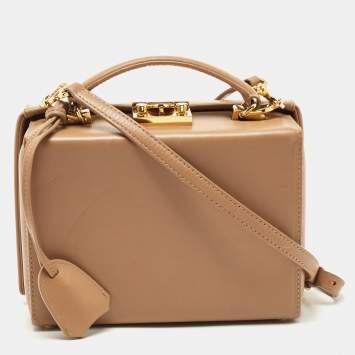 Pre Owned Mark Cross Beige Leather Grace Box Bag